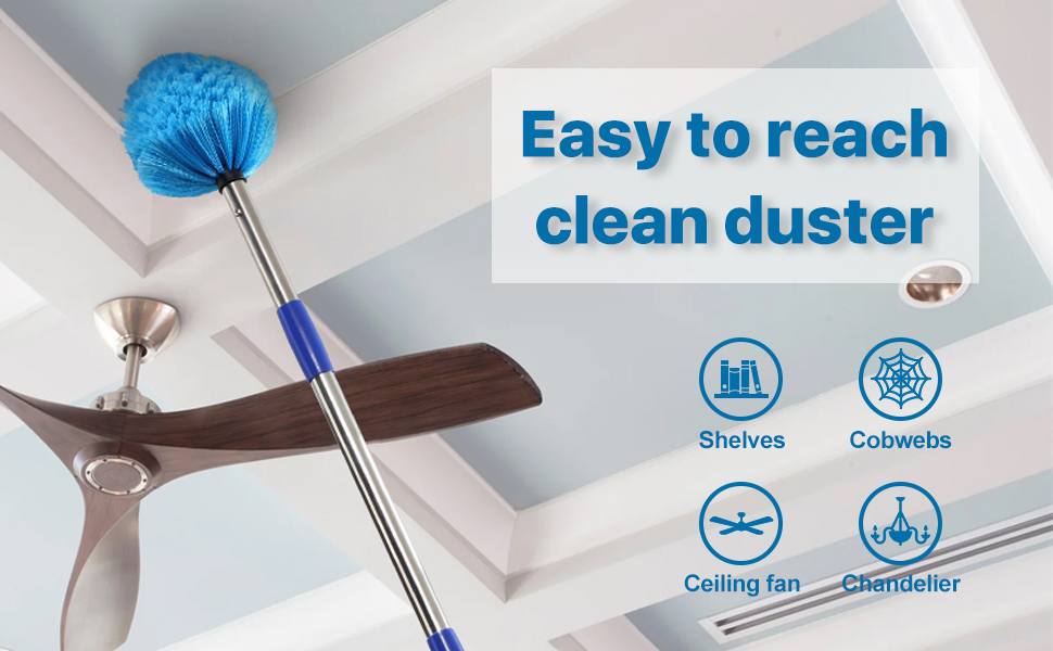Extendable Cobweb Duster with Extension Pole, Fan Cleaner
