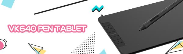 VEIKK Tablet de desenho VK640, tablet OSU de 6 x 4 polegadas com caneta sem bateria, tablet gráfico digital para Android, Windows, Mac, Chrome Linux, suporta função de inclinação, 6 teclas de atalho 12 VK640