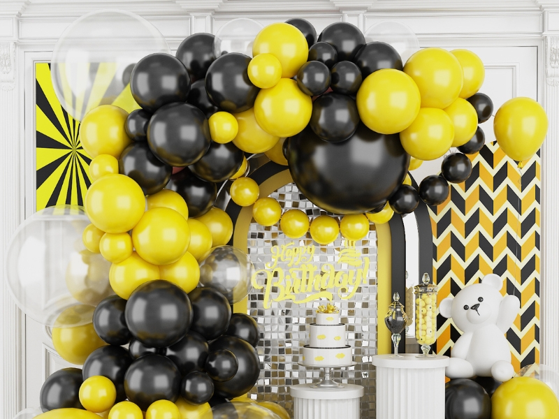 Black and Yellow Balloon Garland Arch Kit,120Pcs Black and