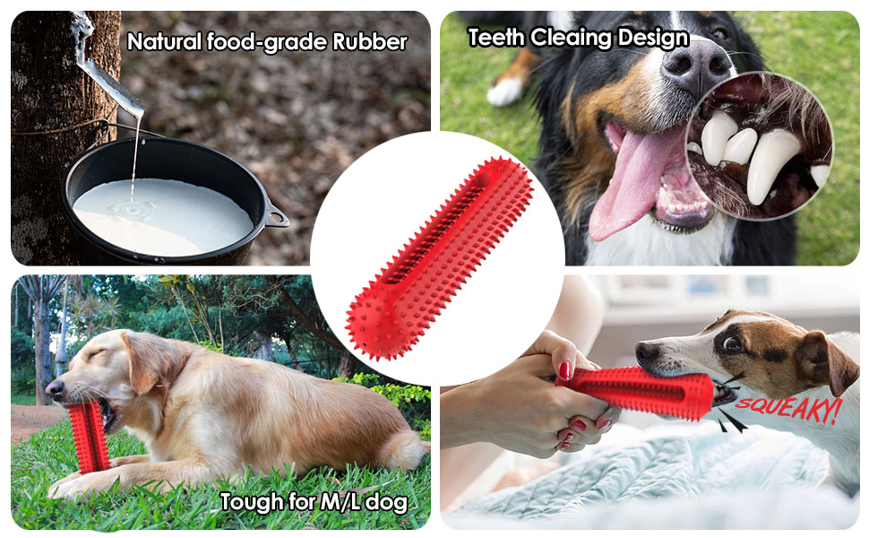 petizer Dog Squeaky Toys For Aggressive Chewers | Tough Toothbrush Puppy Chew Toy | Nearly Indestructible Rubber Toys for Pet Training, Teeth Cleaning, Playing and Chewing for Medium & Large Breeds 12 dog toy