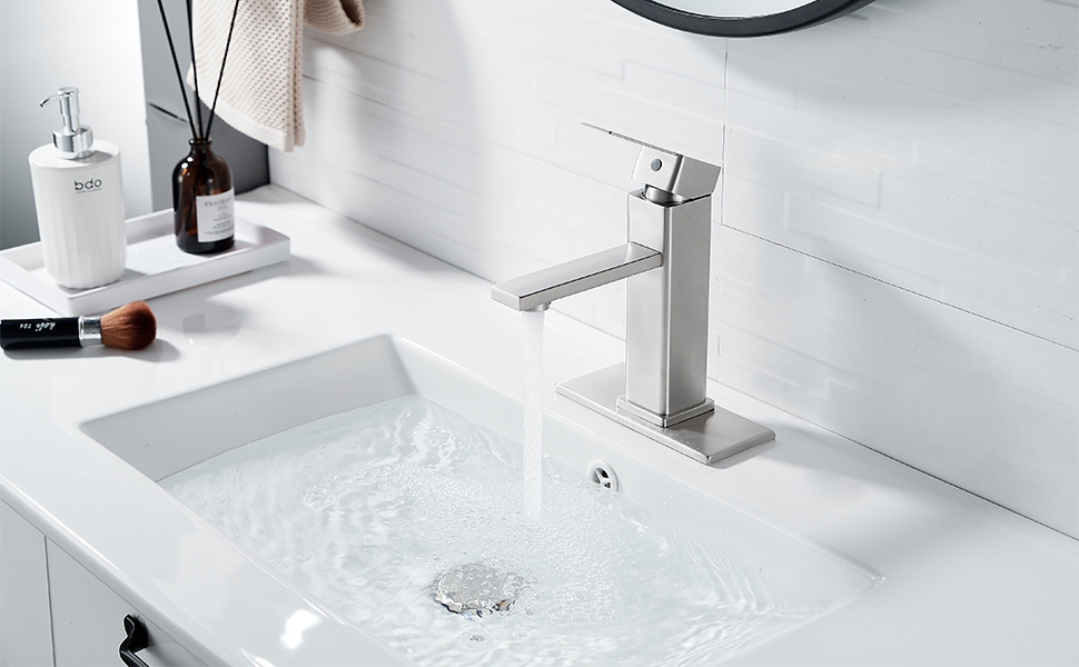 NICTIE Bathroom Faucet Brushed Nickel Single Hole Single