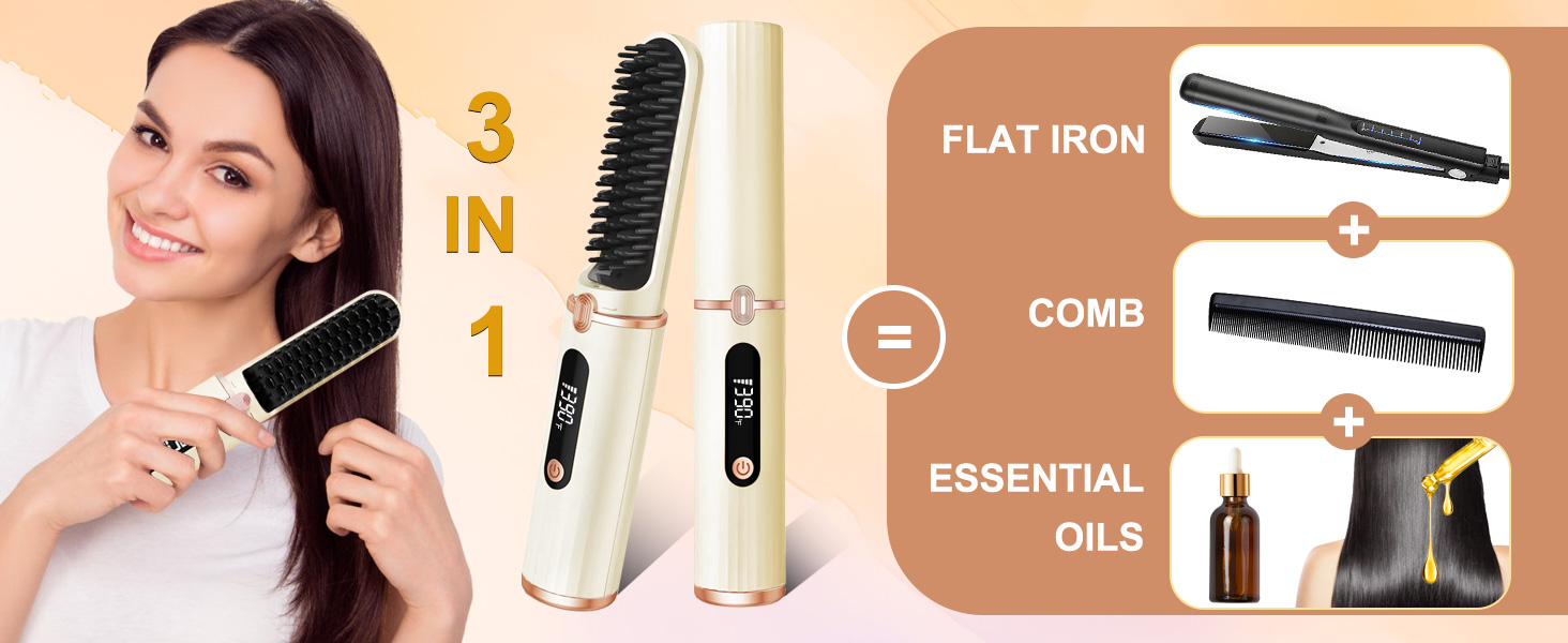 3-in-1 straight hair comb
