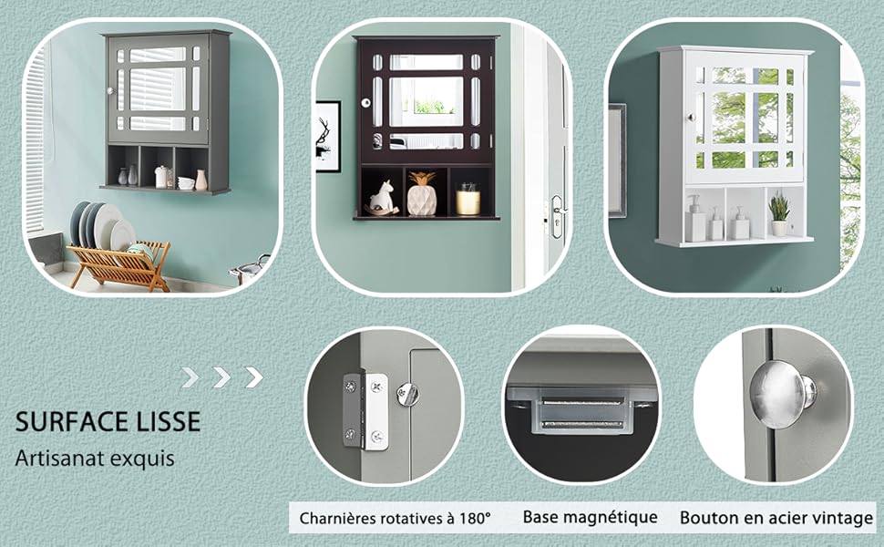 COSTWAY Armoire De Salle De Bain Murale Avec Miroir Impérméable Fait En MDF Avec 2 Etagères Réglables Et 3 Compartiments Gris 15 COSTWAY Armoire De Salle De Bain Murale Avec Miroir Impérméable Fait En MDF Avec 2 Etagères Réglables Et 3 Compartiments Gris -Songmics Soldes Magasin AAHKMJXYDAFdJAOAIMEbOAchlkWZ0oakZn uVZ0mPidMNbILvCvspZ4oG3fPgIqc1P26RdPiG8KHKUtblW5 ULKvLD1OHzwX