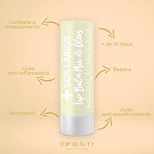 SOS LÁBIOS LIP BALM MIX DE ÓLEOS 3, 5GR TOP BEAUTY, Top Beauty
