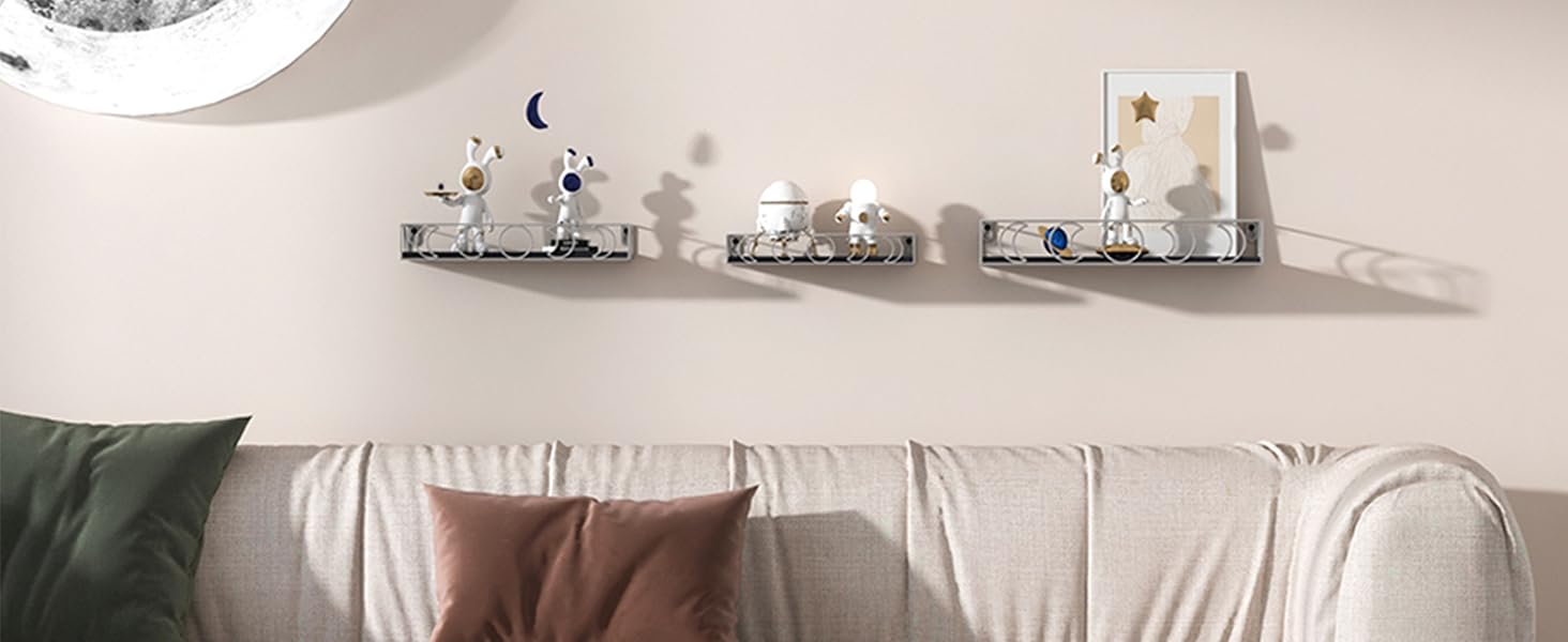 Silver Moon Motif floating shelves