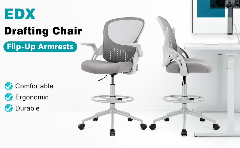edx Drafting Chair Tall Office Chair, Tall Standing Desk Chair Counter Height Tall
