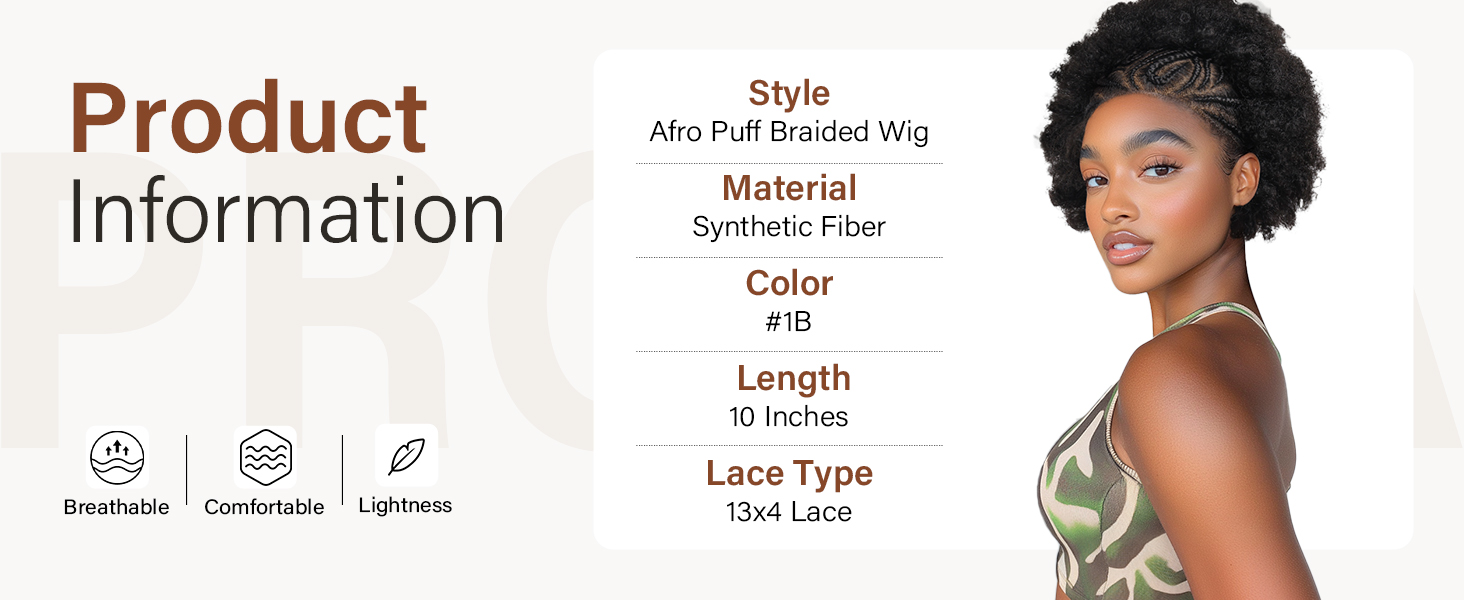 11712 Afro Puff Braided Wig