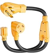 MECMO RV 50 Amp to 30 Amp and 15 Amp Y Splitter, NEMA 14-50P to TT-30R & 5-15R Y-Adapter 50 Amp M...