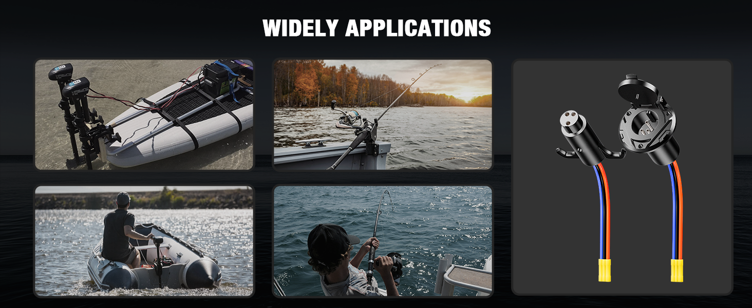 Trolling Motor Plug and Receptacle, 1224V 8AWG 3 Wire