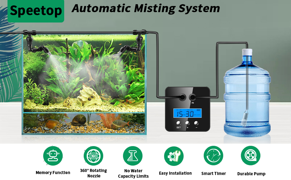 Reptile Misting System for Reptile Terrariums Speetop