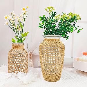 Amazon.com: MDEOOSKY Straw Woven Glass Vase 7.9''x2.36''x3.5