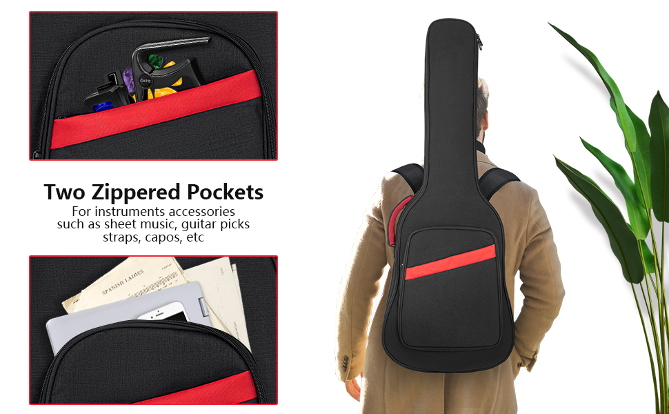 HOHIYO Electric Guitar Bag39 40inch Electric Guitar Gig Bag,0.45in Thick Padded Guitar Case Waterproof With Pocket And Adjustable Shoulder Strap,Neck Protector Pillow Pad,Black