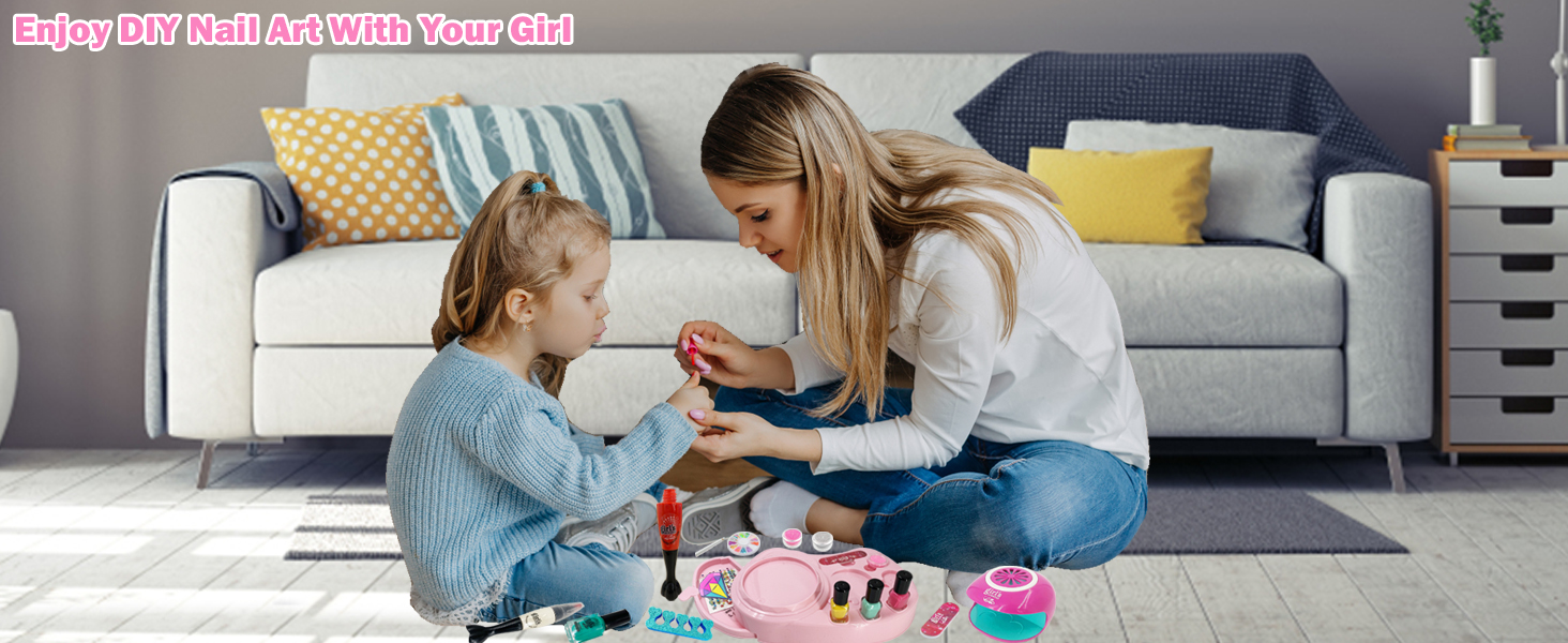 kids nail kit, nail polish kit for girls ages 7-12, kids nail polish set for girls