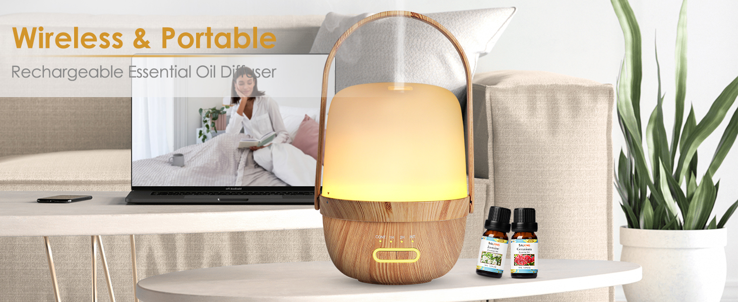 Cordless Essential Oil Diffusers, Portable Ultrasonic Aromatherapy