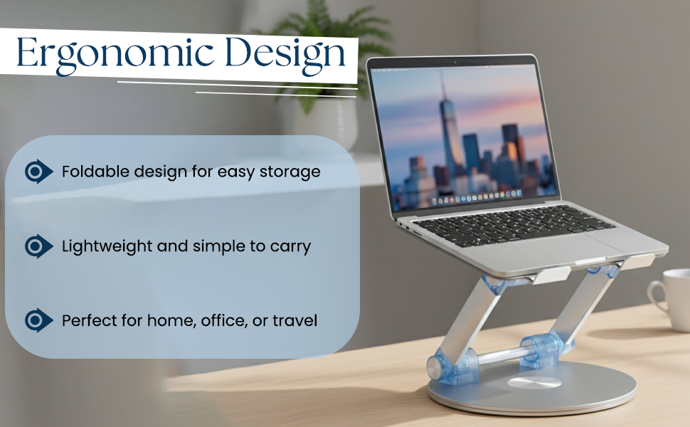 J27 Portable Laptop Stand, Ergonomic Adjustable Alloy Laptop Riser, Foldable Stand, Height Adjustable, Anti-Slip Design, Lightweight, Ideal for Work, Study, and Travel 131 J27 Portable Laptop Stand SPN-MX9E8