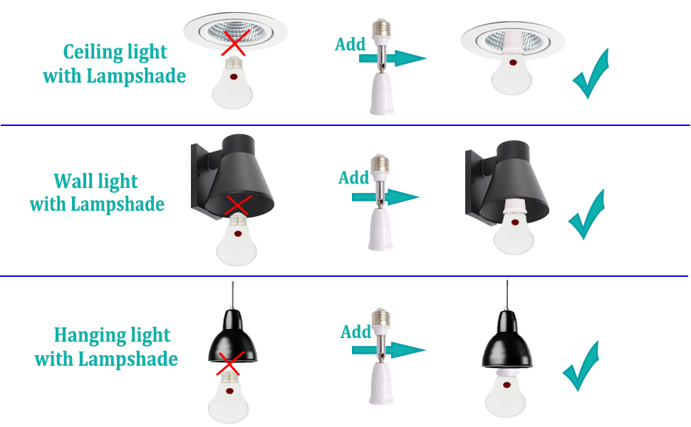 Borju Light Socket Extender [2Pack], 4.5 Inch Light Socket Extension