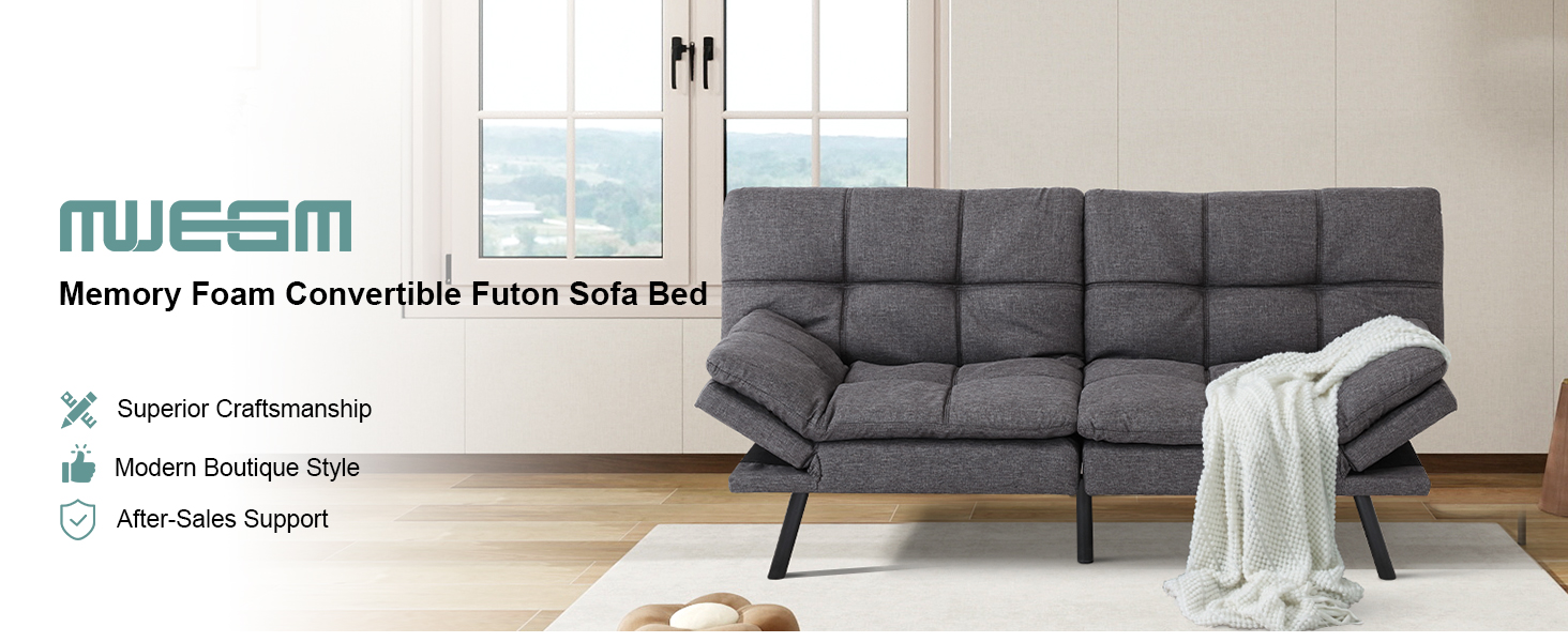MUUEGM Futon Sofa Bed, Adjustable Futon Couch,Memory Foam