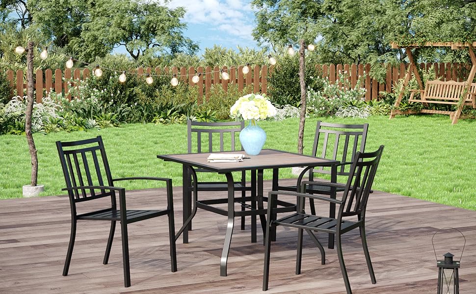 HERA'S PALACE 5 PCS Outdoor Patio Dining Set, Garden Table Sets for 4 Person 37”x