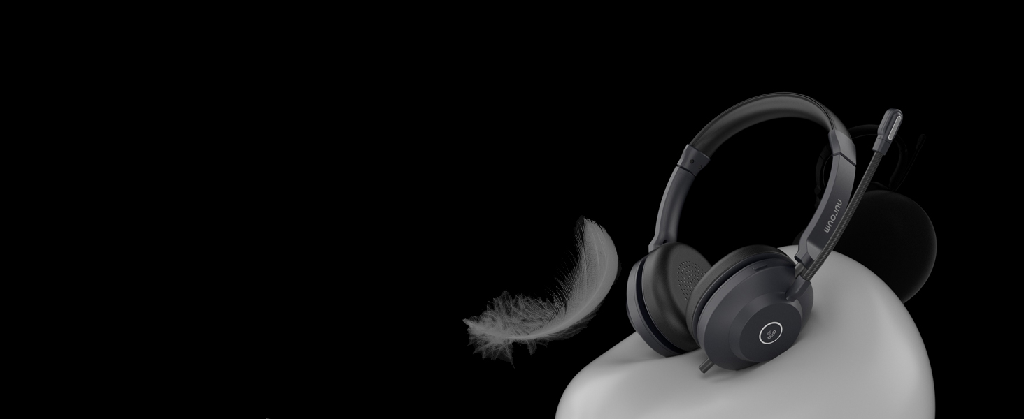 USB Headset with Microphone for PC, AI Noise Cancelling Mic for Work, Mute Button, Wired Headset