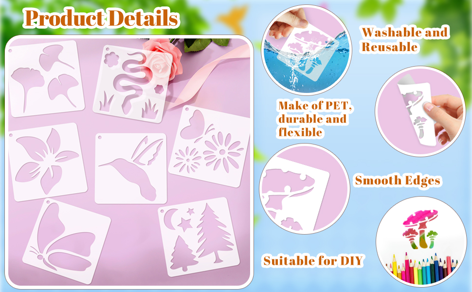 Plant and Butterfly stencil