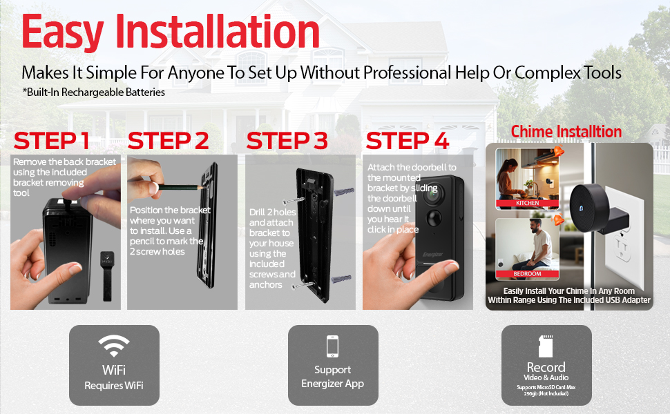 Energizer Smart 2K Rechargeable Battery Doorbell & Chime