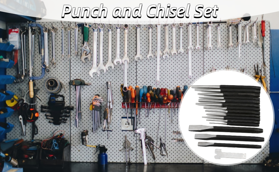 16Pc Mechanics Punches and Chisel Set Pin Centre Taper Cold Gauge Includes Taper