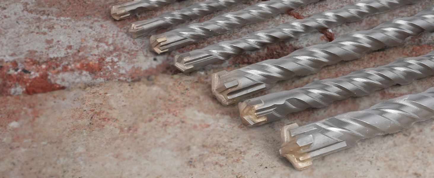 ZKH SDS Plus Bohrer Set 7 Stück, Betonbohrer 210mm(Ø 6,8,10,12,14 mm), Hammerbohrer mit 4