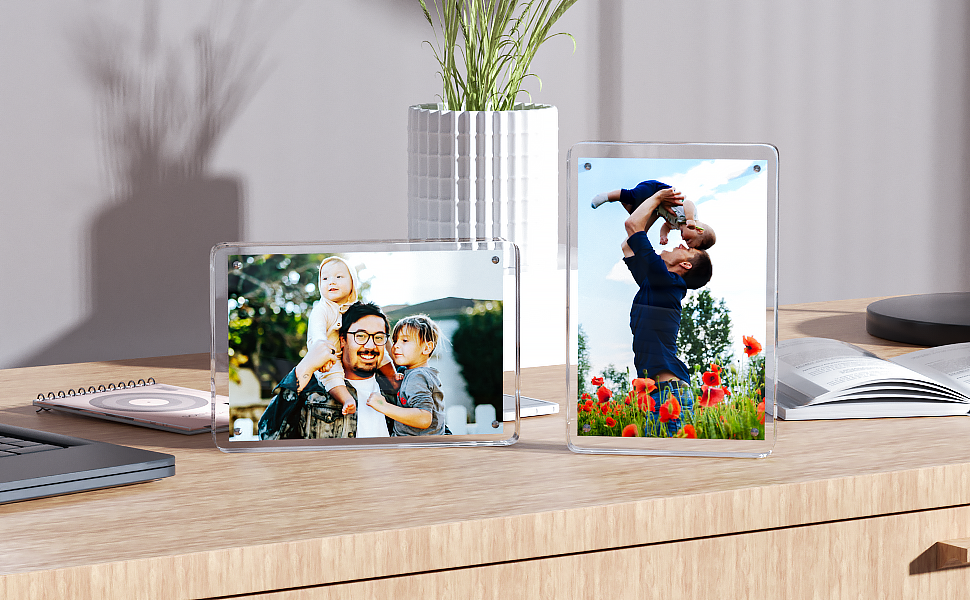 PITBVO 4x6 Acrylic Picture Frames, 2 Pack Clear Photo
