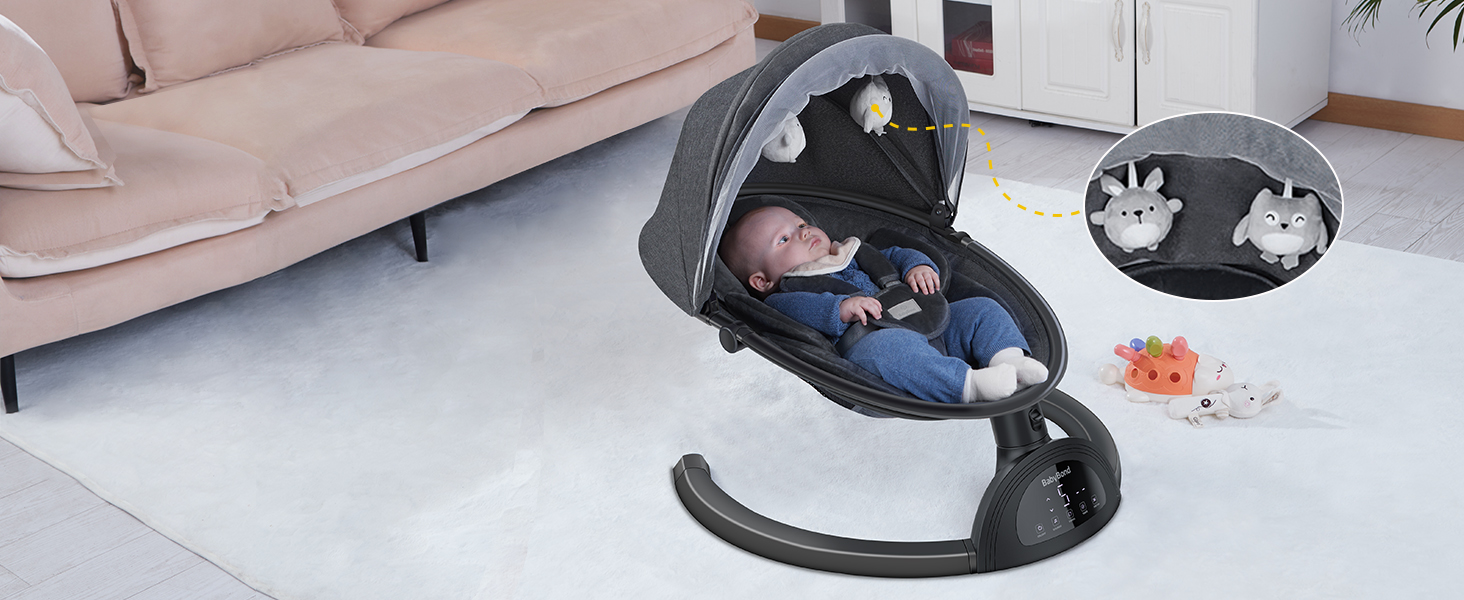 baby swing with 2 lovely toys