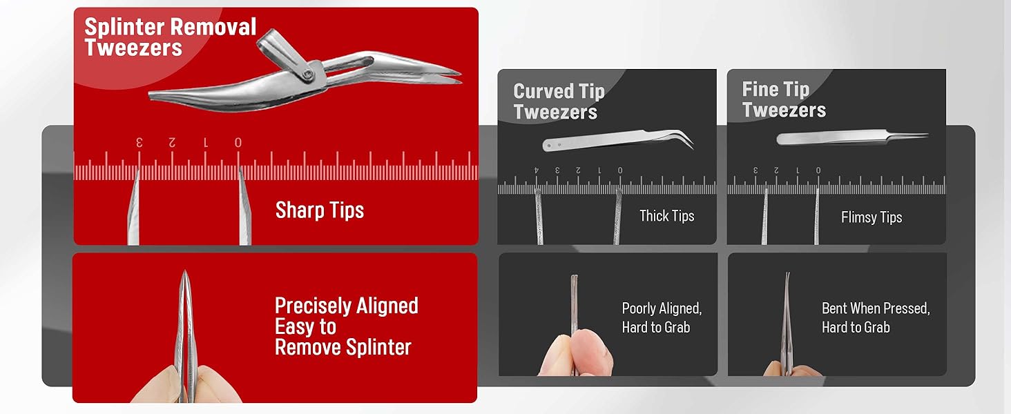 splinter out, tweezers first aid, splinter tweezers, pointed tweezers, fine tweezers, durox