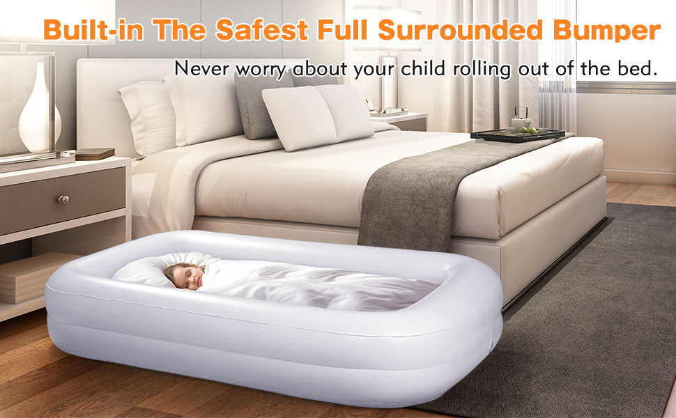 USHMA Upgrade Toddler Travel Bed with Bumpers [4Side