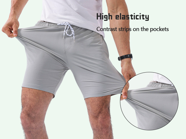 Loopory Mens Casual Shorts-Drawstring Summer Beach Stretch