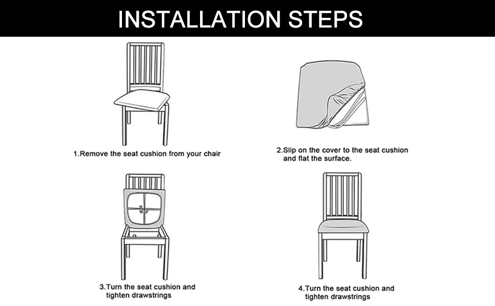 Bestenrose Dining Chair Covers for Set of 4 Waterproof Seat Slipcover PU leather Seat Covers for