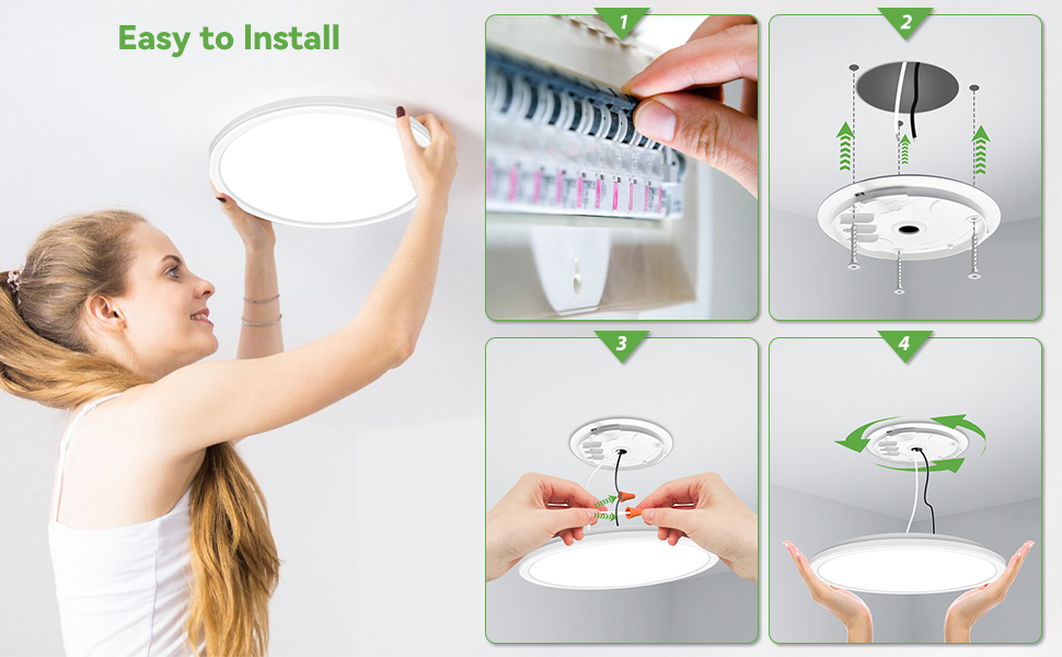 1 Pack 12 Inch LED Flush Mount Ceiling Light Fixtures, Zemty 28W 3200lm