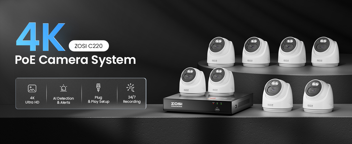 ZOSI C220 4K PoE Camera System