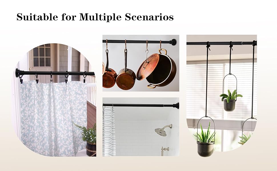 Heavy Duty Shower Curtain Rod Extendable Telescopic Spring Tension Rod for Bathroom Bathtub