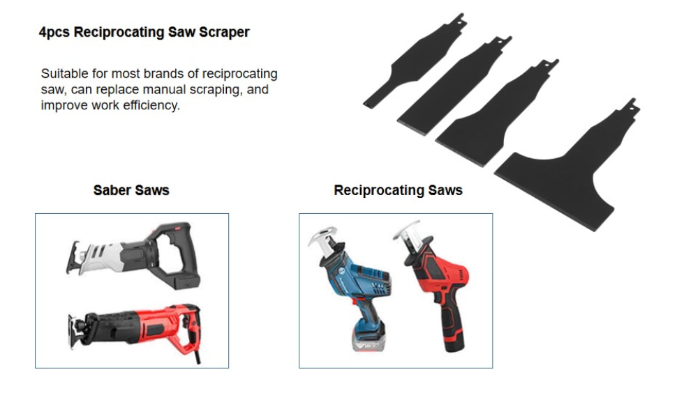 4PCS Reciprocating Saw Scraper Blade, Tile Cleaning Scraper Scraping