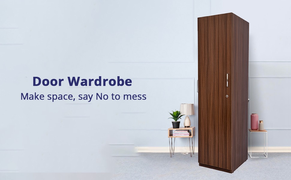 EZYWUD Leo 450 Engineered Wood Classic Planked Walnut Single Door