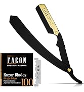 Facón Straight Razors for Men - Professional Barber Straight Edge Razor Kit with 100 Blades, Clas...