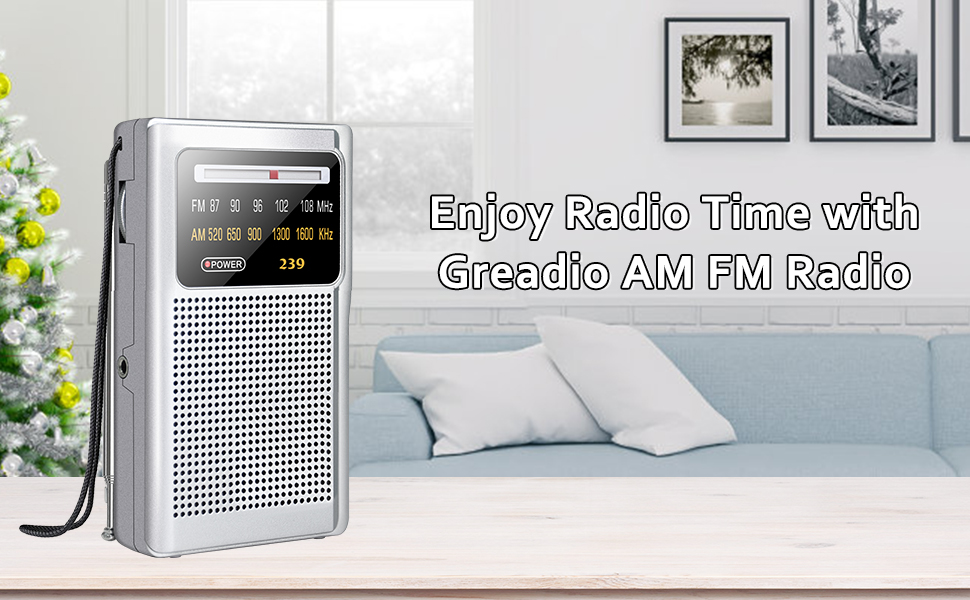 Greadio AM/FM Radio,Battery Operated Transistor Portable Radio with
