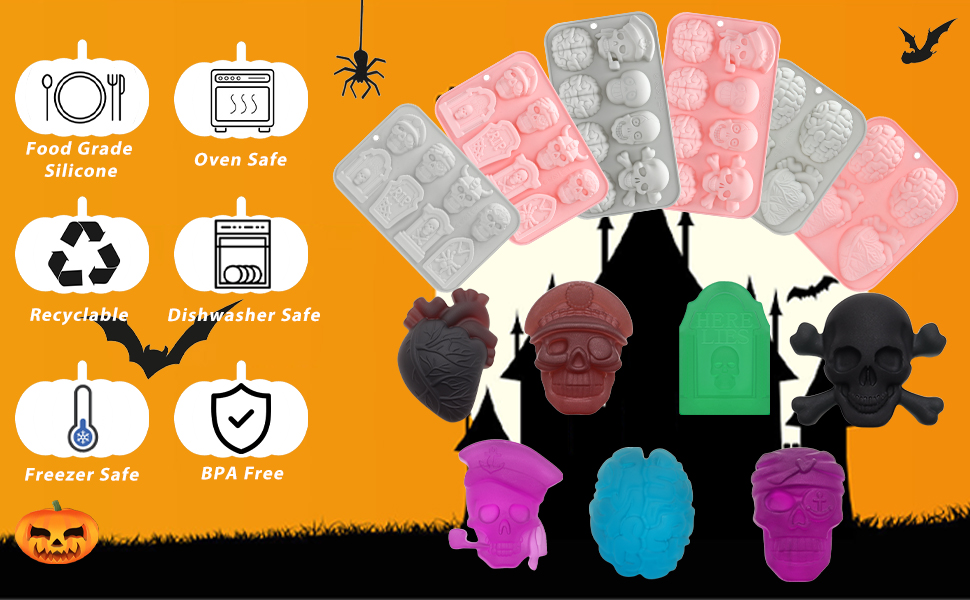 2PCS Brain Skull RIP Gravestone Mold