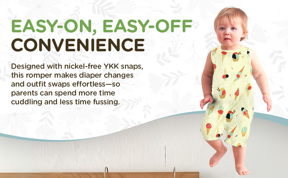 babysoy baby & toddler tank romper with snaps easy changing