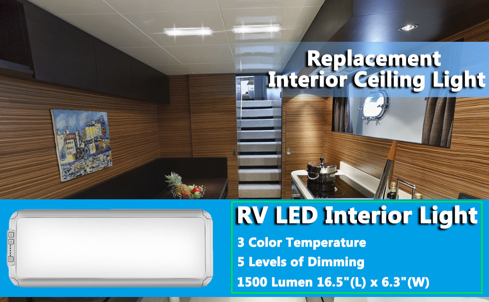 Miady RV LED Interior Light 1500 Lumen 16.5" x 6.3", Thin