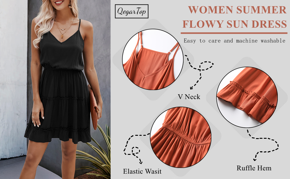 summer sun dress Sleeveless Pleated Swing Ruffles Short Dresses 