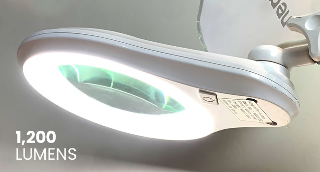Bifocals 1,200 Lumens Super LED Magnifying Lamp with Clamp, Dimmable, 5 Inches Diameter Lens