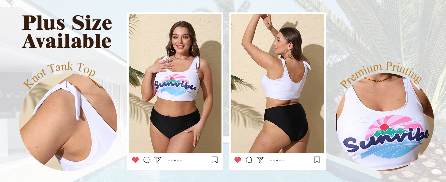 women plus size swimsuit two pieces tummy control swimwear