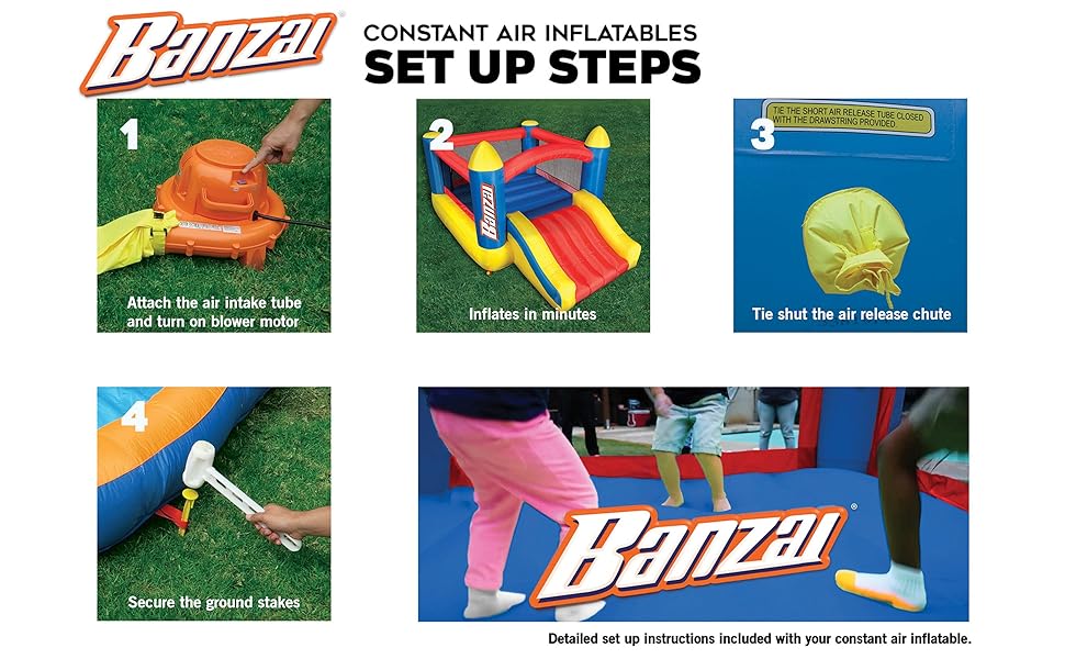 Banzai BAN13970 Sturdy Inflatable Blow Up Bouncy House Air