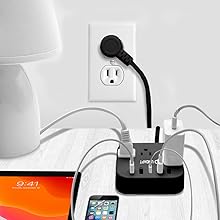 European Plug Adapter, Unidapt US to UK Europe Power Strip for EU/UK/US with USB C and 4 USB Ports, 3 AC Outlets, Wall Mountable, 5ft Extension Cord, for Travel Cruise Ship Home (Black) 14 Smaller than other power strips and more space between ac input to fit fatter plugs