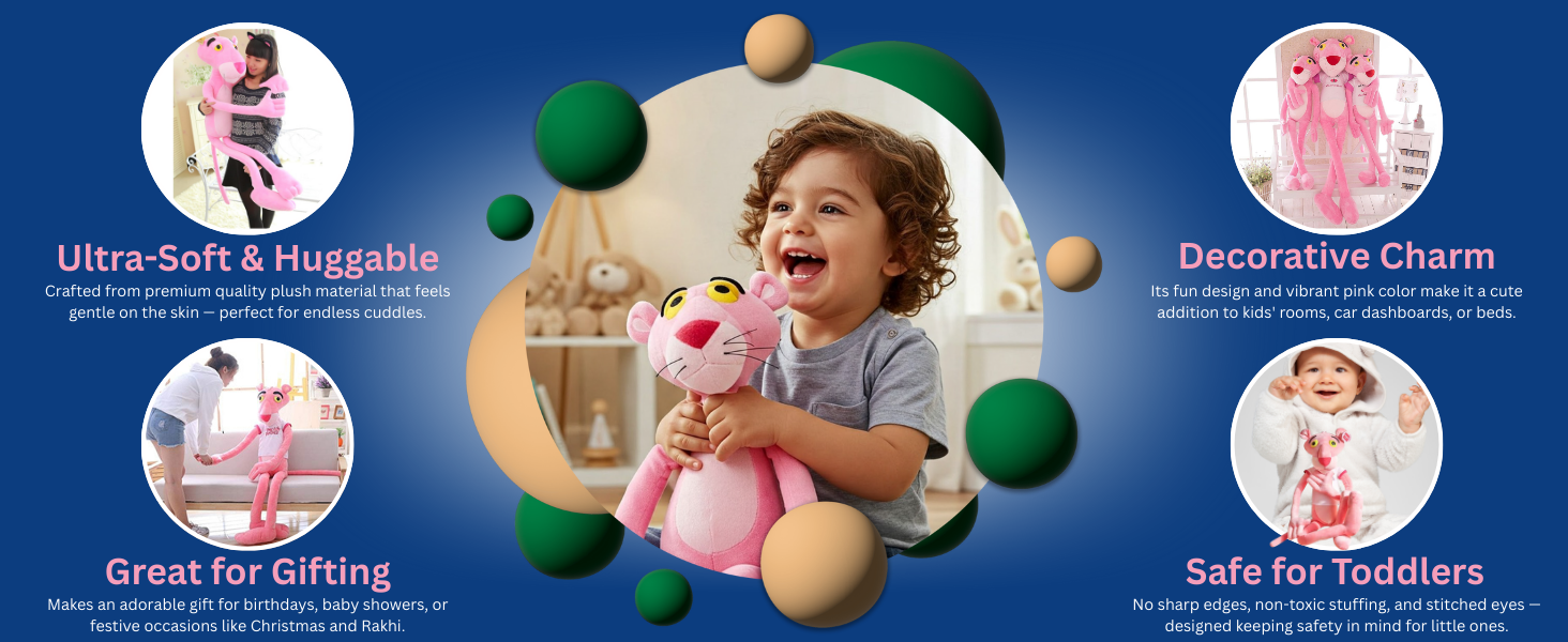 Soft Plush Toys | Pink Panther Animal Soft Stuffed Toy for Kids &amp; Toddler | Home Decor(30 Cm)