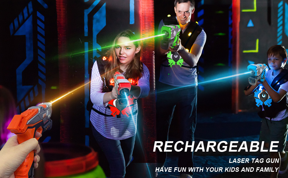 Vatos Wiederaufladbare Laser Tag Rifle, Echtzeit Daten SYNC Infrarot Laser Tag Sets von 4 Rifle